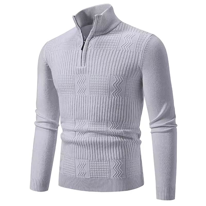 Autumn Winter New Men's Half Zipper Knitted Pullovers Fashion Slim Fit Sweater Men Casual Mock Neck Warm Knit Sweater Pullovers