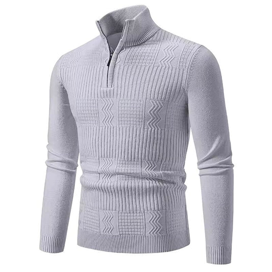 Autumn Winter New Men's Half Zipper Knitted Pullovers Fashion Slim Fit Sweater Men Casual Mock Neck Warm Knit Sweater Pullovers